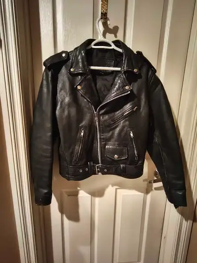 Real Leather vintage women's biker jacket size Medium, View more