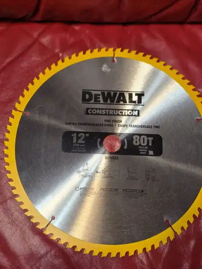 NEW DEWALT 12-inch 80-tooth fine finish miter saw blade., View more