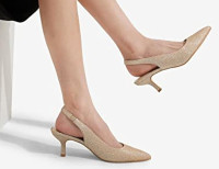 DREAM PAIRS Women's Slingback Low Heels - size 11, Gold Glitter