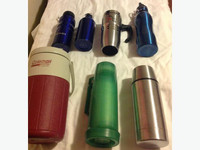 Assorted Thermos' and Water Bottles