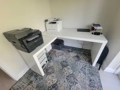 IKEA L SHAPED OFFICE TABLE AND OFFICE CHAIR, View more