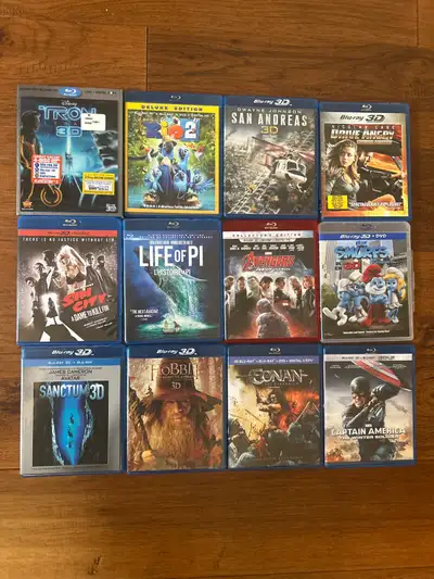 (  lot 15 ).        $8. - 3D. Blu ray movies, View more