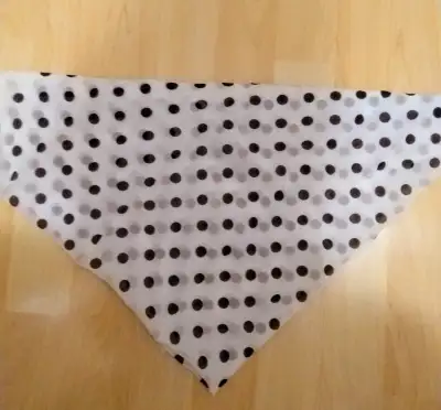 Vintage Square Scarf 33"x 33", Cream w/ Navy Dots, View more