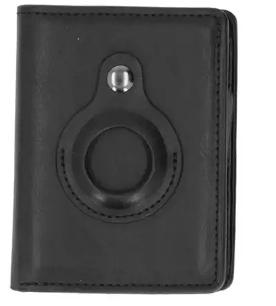 Wallet Card Bag Aluminum Alloy PU Leather Multifunctional Anti Theft Card Holder for IOS Locator Bla...