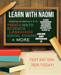 Tutor in Oakville (Online or In-Person, One-on-One Classes)