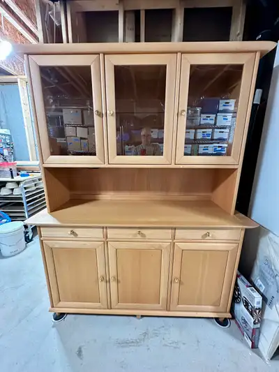 Mid Century Modern Buffet Hutch Solid Wood Buffet: 63 3/4” W (case is 56 3/4” w) X 36” H X 21 1/2” D...