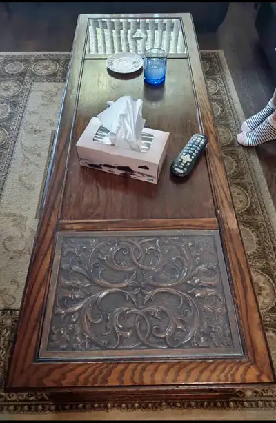 Vintage coffee table with side table , Voir plus