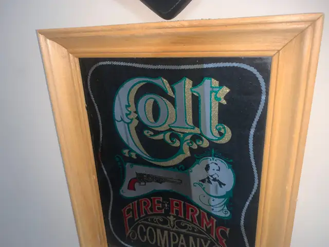 Vintage Colt Firearms company bar sign mirror excellentcondition in Arts & Collectibles in Calgary - Image 5