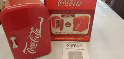 Coca-Cola personal fridge keeps items cold or warm great item for a camper or a boat Salt and Pepper...