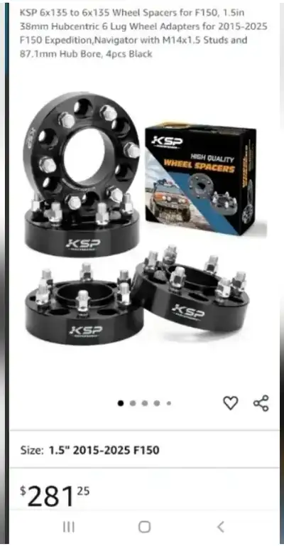 New Ksp forged 1.5 inch wheel spacers for 2015-2025 f150, Expedition,Navigator. $160