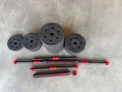 Adjustable Dumbbells Barbell 2 in 1 with connectors for sale, View more