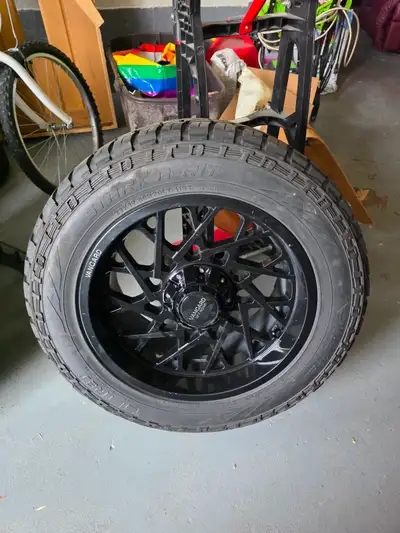 20 inch Vanguard off road rims and tires. Was on a 2024 ford f150. Lots of tread left. Offset has ab...