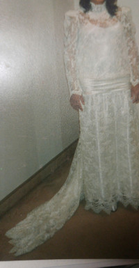 OTO Alfred Angelo Ivory Lace over Satin Slip Wedding Dress