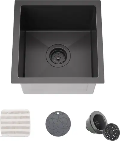 TORVA RV Kitchen Sink, 14 x 14 Inch Undermount Bar Sink, 304 Stainless Steel Single Bowl Small Sinks...