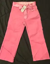 NEW! Girls Pink Sparkly Corduroy Pants with Satin Belt! Size 4T