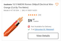 10/3 NMD90 Romex SIMpull Electrical Wire - Orange