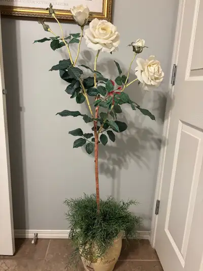 Planter with artificial roses, View more