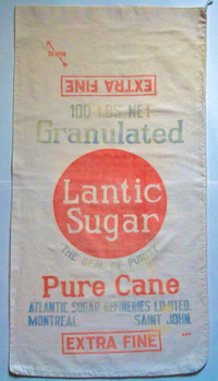 Antiquité. Collection. Poche de coton Lantic Sugar. Canada L