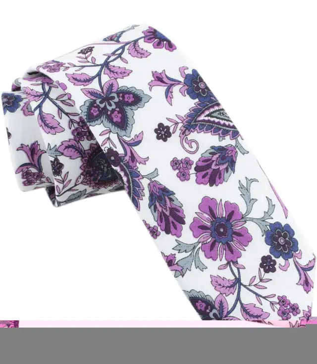 Men's Skinny Tie Linen Floral Print in Men's in Calgary - Image 5