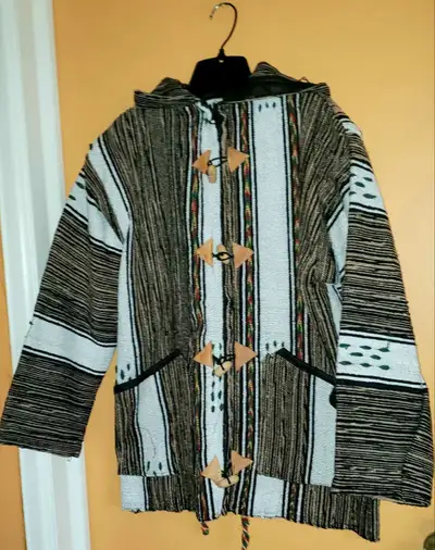 Cardigan manteau neuf rayé arocain taille M fait à la main, View more