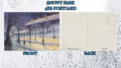 Nightvale Designs-Snowy Park 4"x6" Postcard, View more