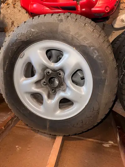 This is a set (4) Tires Mounted on Steel Rims 16x7 bolt 5x114.3, 60.1, 45 offset No TPMS sensors! Ti...