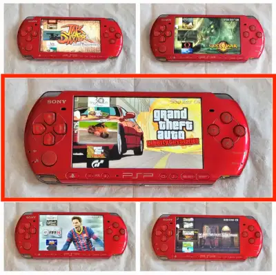 Radiant Fire Red Sony PSP Playstation Portable Slim 3000 Modded custom firmware jailbroken • 100+ PS...