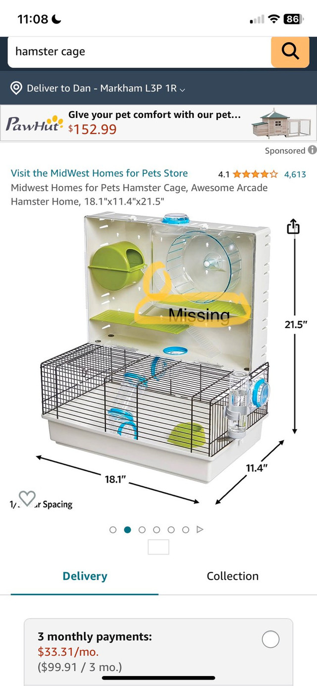 Hamster cage  in Accessories in Markham / York Region