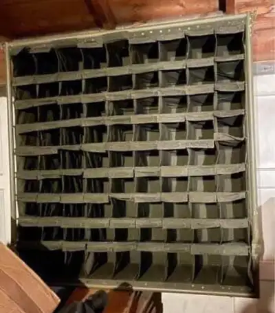 One of a kind military helicopter mailbox. Use for yarn or shoe storage. In Ramsay