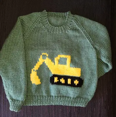 "Let's Dig It Up" Boys Hand Knit Pullover, View more