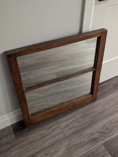28" Antique Wooden Window Refinished Wall Mirror, View more