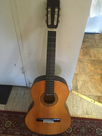 Six-stringed Acoustic Guitar with Black Case for sale