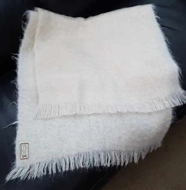 Andrew Stewart Mohair and Wool Ivory Shawl/Scarf