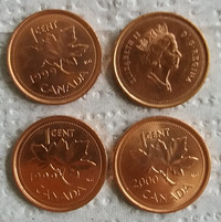 Canadian penny coins from 1952+