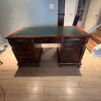 Asian style executive desk with leather top