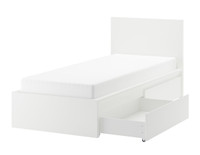IKEA Malm Single Bed with Storage and Mattress