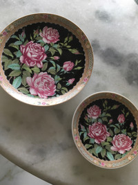 Signed rose design vintage dishes 