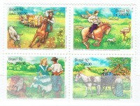 BRASIL. Se-Tenant de 4 timbres,  GAUCHOS, 1992.