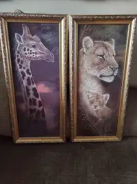 2 Beau cadre photo Lion et Giraffe mesure 10 pouces x 22 pouces