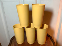 Five Vintage Harvest Gold Tupperware Tall Tumblers 