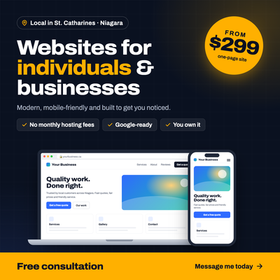 Websites for Individuals & Businesses – St. Catharines/Niagara, View more