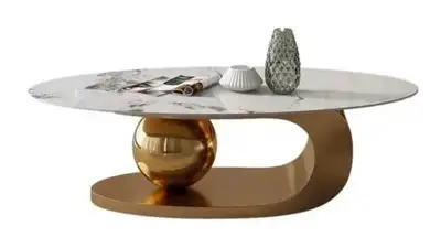 White & Gold Marble Coffee Table, View more