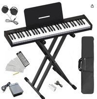 Piano Keyboard w/61 Semi-Weighted Keys Portable Rechargeable NEW