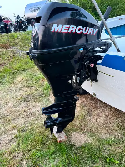 14 foot boat with 20 hp mercury outboard no controls just tiller handle, boat had floor redone engin...