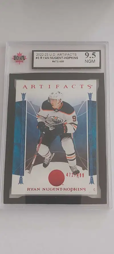 KSA9.5 Ryan Nugent-Hopkins 2022-23 UD Artifacts NHL #5 Graded 472/499Insert Card Pickup in Valley Ri...