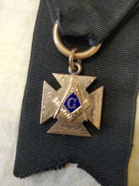 Masonic Ribbon with Gold Emblem-Vintage