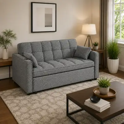 Elegant Sectional Sofa Bed With Cup Holder Grey At Hot Sale, View more