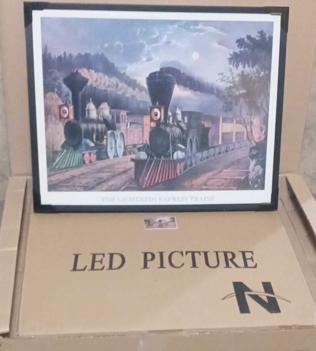 The Lighting Express trains picture with led flashing lights  dans Art et objets de collection  à Belleville - Image 2