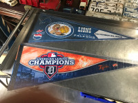 DETROIT TIGERS / LIONS SPECIAL PENNANTS WITH PROTECTIVE SLEEVES