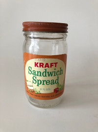 Vintage 50s Kraft Sandwich Spread Jar Original Lid & Label Movie